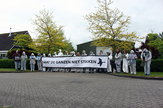 Actie tegen ganzenvergassing Bite Back Nederland